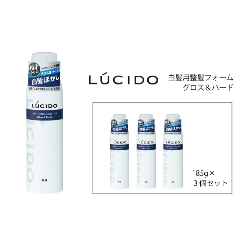 マンダム ルシード 白髪用整髪フォーム グロス＆ハード 185g×3個セット MA-102
