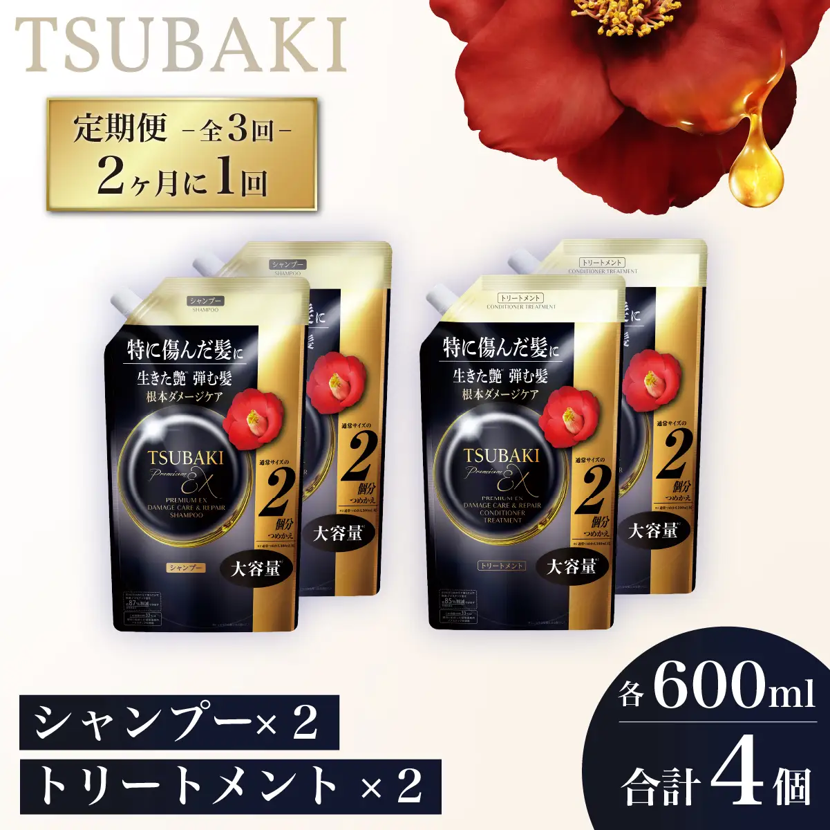 TSUBAKI 定期便 隔月 600mL 各2個 シャンプー コンディショナー