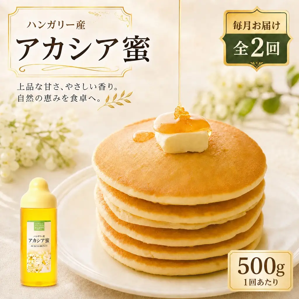 【 2回定期便 】 ハンガリー産 アカシア蜜 500g アカシアはちみつ はちみつ ハチミツ 蜂蜜 アカシア ハニー 蜜 杉養蜂園 定期便