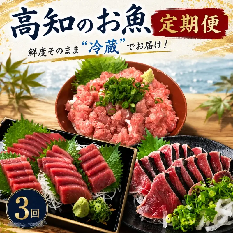 【冷蔵】 海鮮 3回定期便 高知 カツオ マグロ ネギトロ