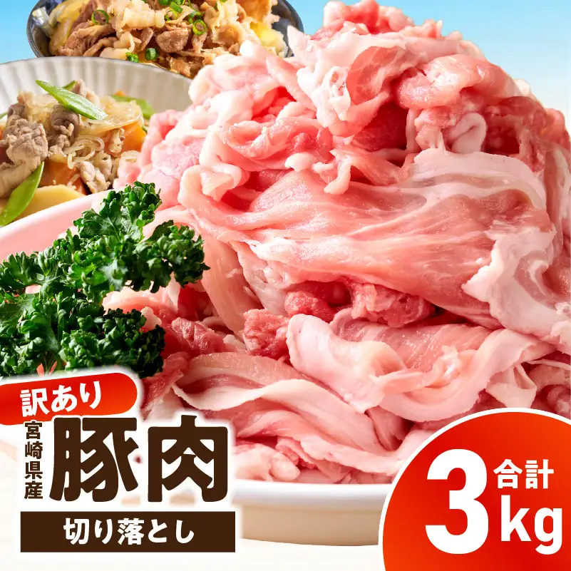 【訳あり】宮崎県産豚肉切り落とし 3kg_kn126-001-030 10,500円