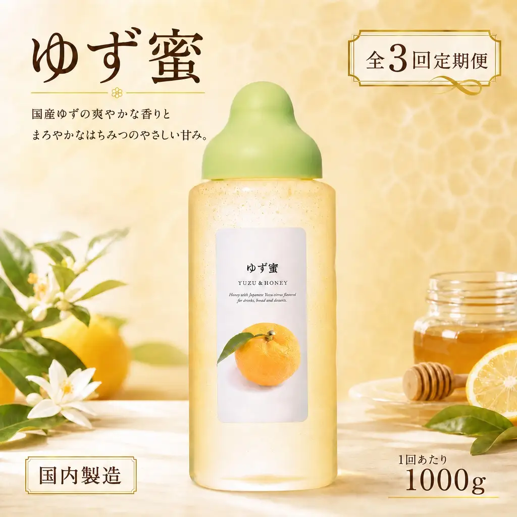 【 3回定期便 】 果汁入りはちみつ ゆず蜜 1000g はちみつ ハチミツ 蜂蜜 ハニー 蜜 果汁 杉養蜂園 定期便