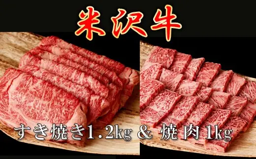 【先行予約】【期間限定】【配送時期確約】米沢牛 ごちそうパックA　すき焼き用1.2kg(400g×3ﾊﾟｯｸ）＆ 焼肉用1kg(500g×2パック) お届けの時期が選べます！お盆やシルバーウィークに！