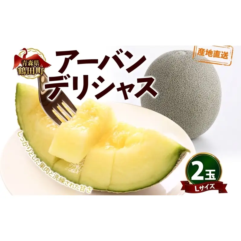青森県産 つがりあんメロン 「アーバンデリシャス」 Lサイズ 2玉 甘い 濃厚 ハウス栽培 弘果弘前中央青果 産地直送 メロン フルーツ 果物 ギフト 贈答 青森県 鶴田町