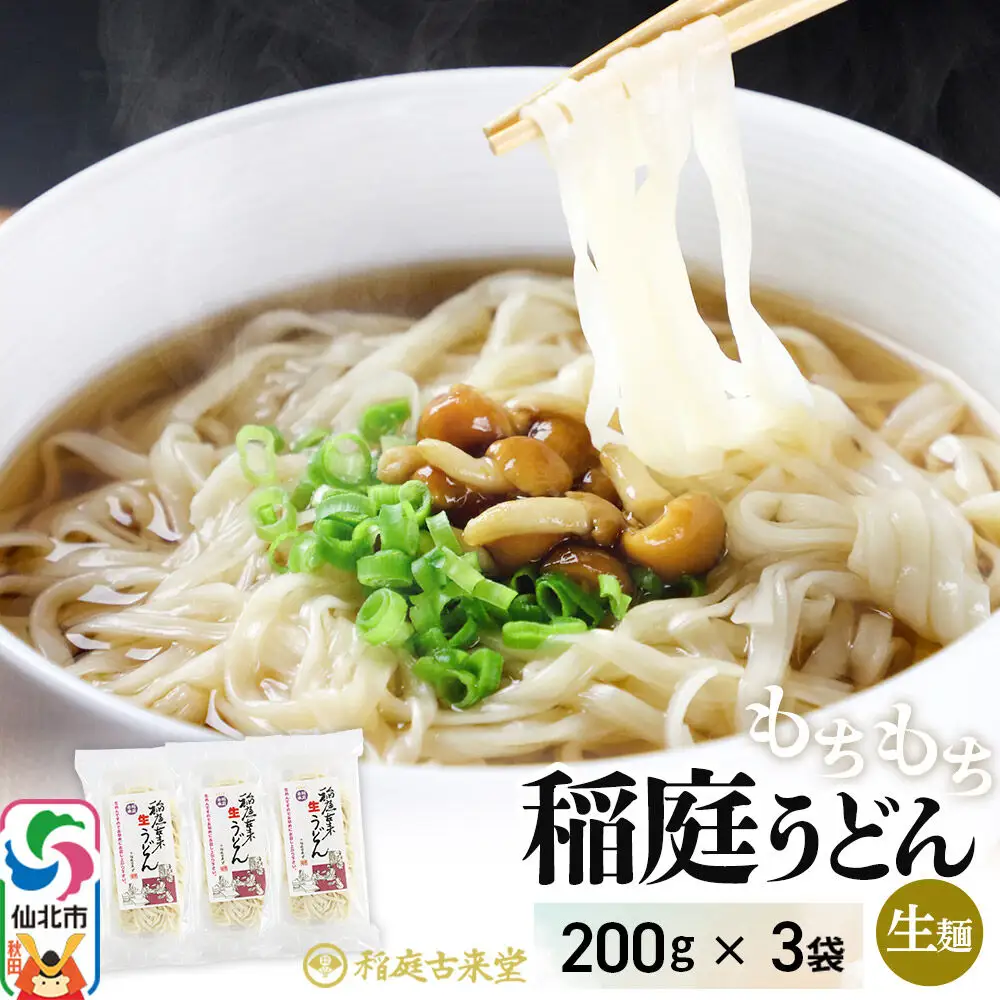 稲庭古来堂 稲庭古来生うどん 200g×3パック 伝統製法認定 稲庭うどん 稲庭古来うどん
