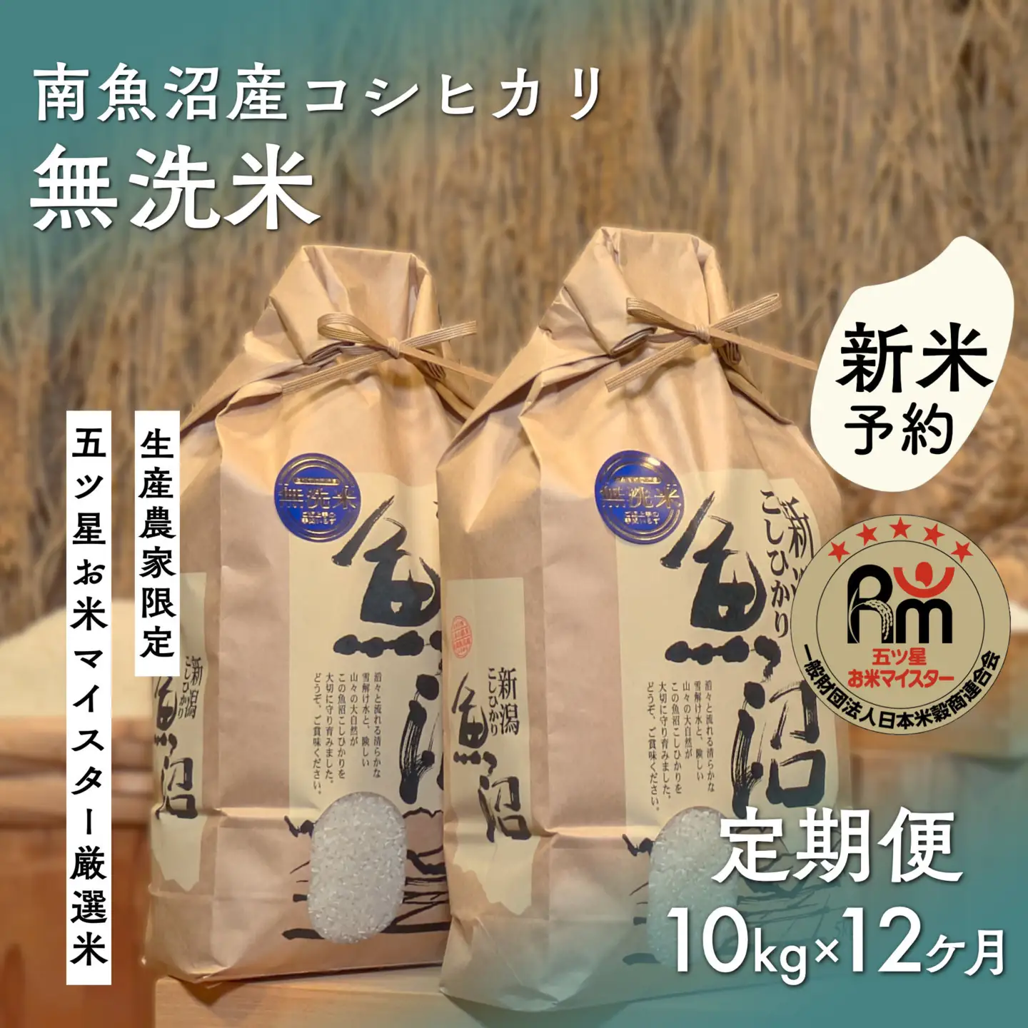 【令和8年 新米予約】「五つ星お米マイスター」の南魚沼産コシヒカリ　無洗米10kg（５kg×２個）×12回（毎月定期便）【2026年10月上旬より1ヶ月以内に順次発送予定】｜コシヒカリ