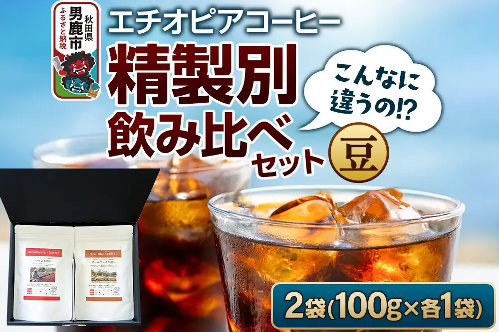 コーヒーセット 【こんなに違うの！？】エチオピアコーヒー 精製別飲み比べセット （100g×2袋） （豆）