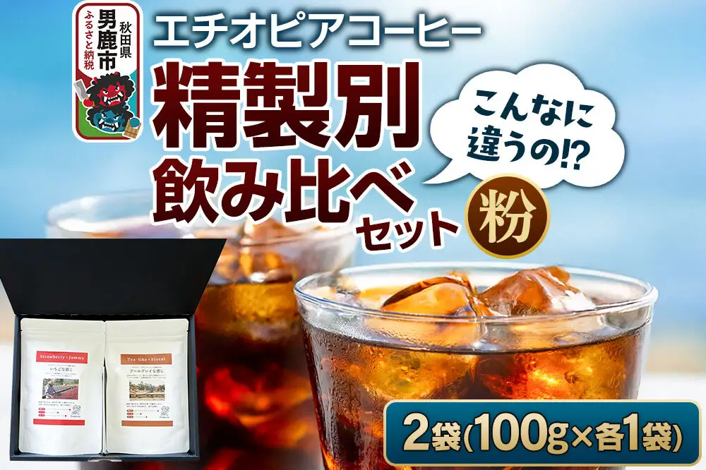 コーヒーセット 【こんなに違うの！？】エチオピアコーヒー 精製別飲み比べセット （100g×2袋） （粉）
