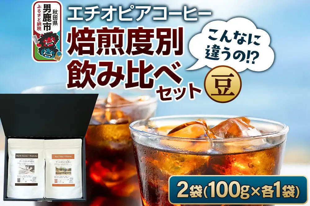 コーヒーセット 【こんなに違うの！？】エチオピアコーヒー 焙煎度別飲み比べセット （100g×2袋） （豆）