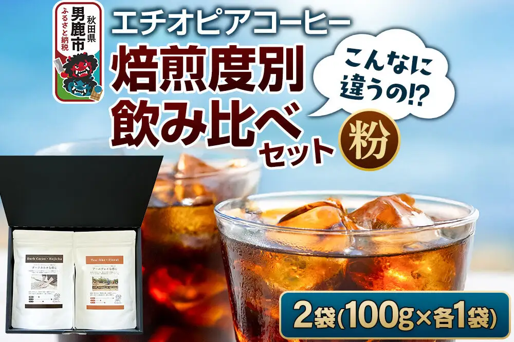 コーヒーセット 【こんなに違うの！？】エチオピアコーヒー 焙煎度別飲み比べセット （100g×2袋） （粉）