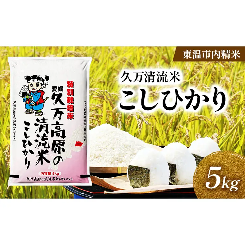 久万清流米 こしひかり 約5kg 東温市内精米 （久万高原産）数量限定 美味しい つや 高級  お米 5キロ 米 精米 白米 ブランド米 ご飯 ごはん 愛媛県 東温市