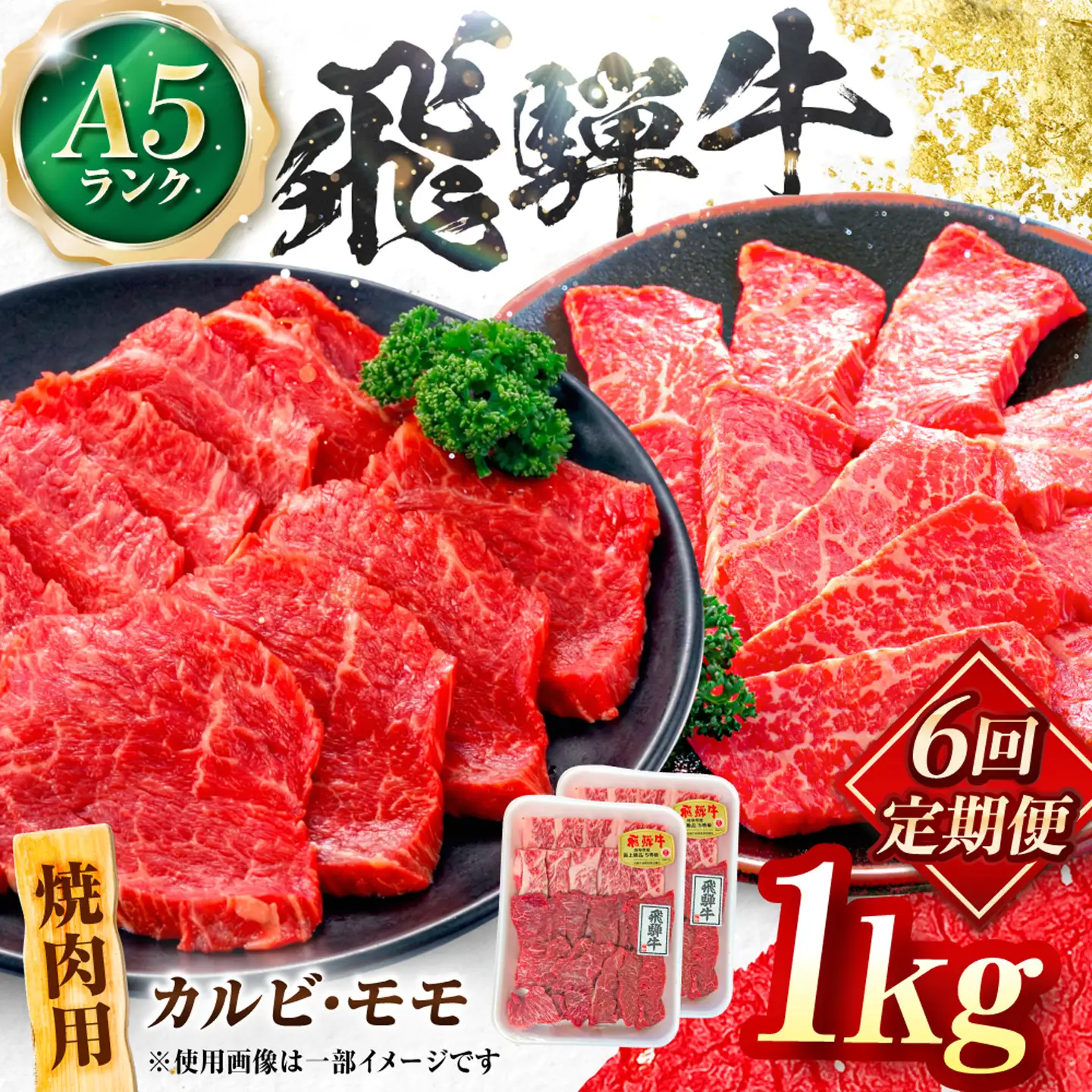 【6回定期便】飛騨牛 A5等級 焼肉用 カルビ・モモ 1kg 牛肉 肉 お肉 焼き肉 BBQ 岐阜市 / 肉の松久[ANIP031]