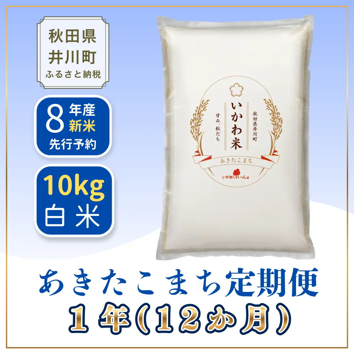 【12か月定期便】あきたこまち 10kg 令和8年産 白米 あきたこまち