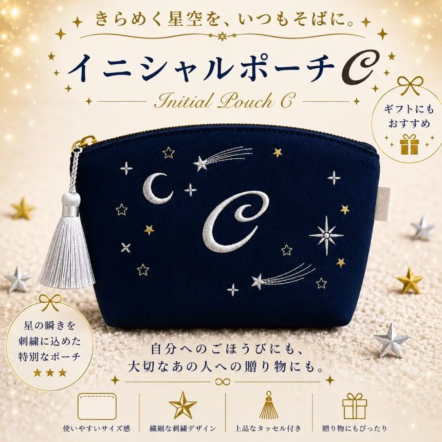 星空の刺繍ポーチ【C】| 栃木県 那珂川町 送料無料