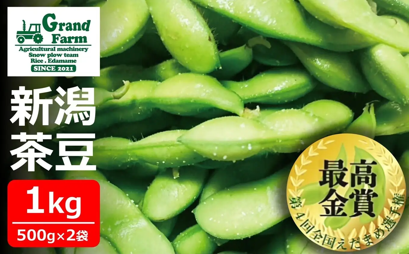 【数量限定・8月上旬出荷】新潟えだまめ 茶豆 1kg（500g×2袋）新潟県産枝豆 [Y0633]
