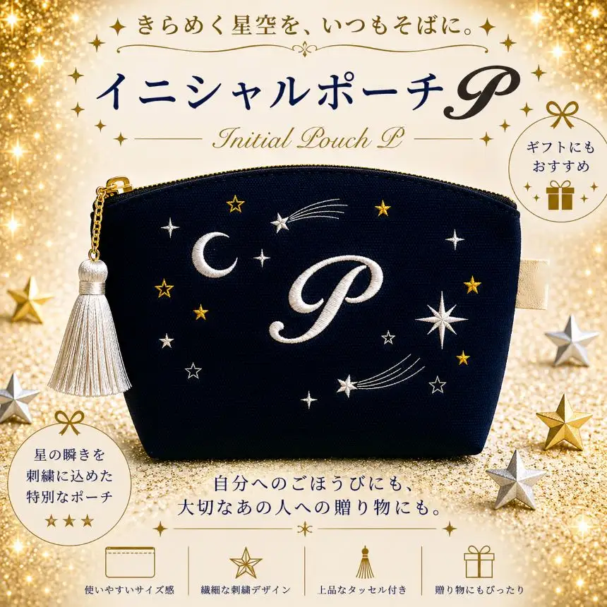 星空の刺繍ポーチ【P】| 栃木県 那珂川町 送料無料
