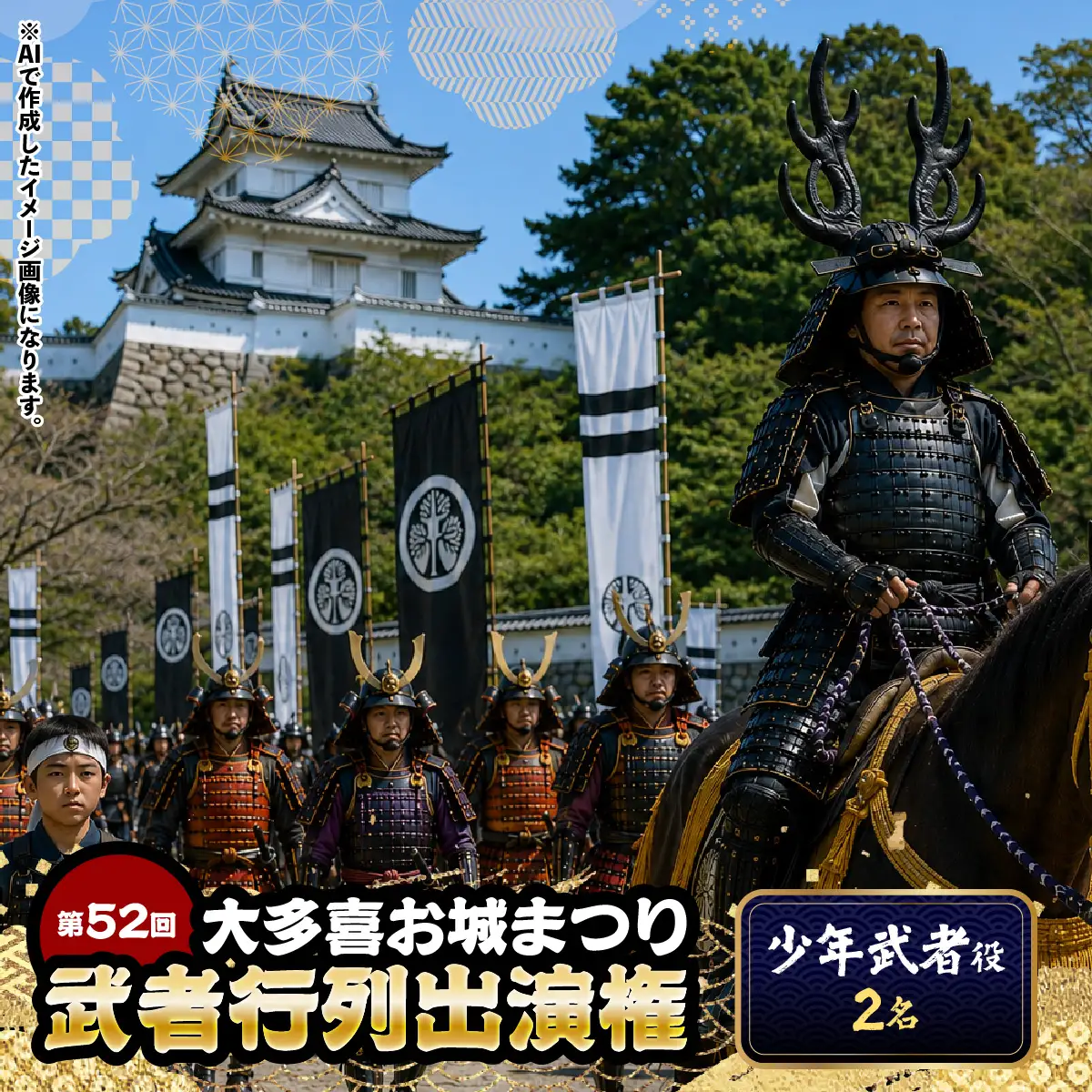 第52回大多喜お城まつり武者行列出演権（少年武者役２名） W00702