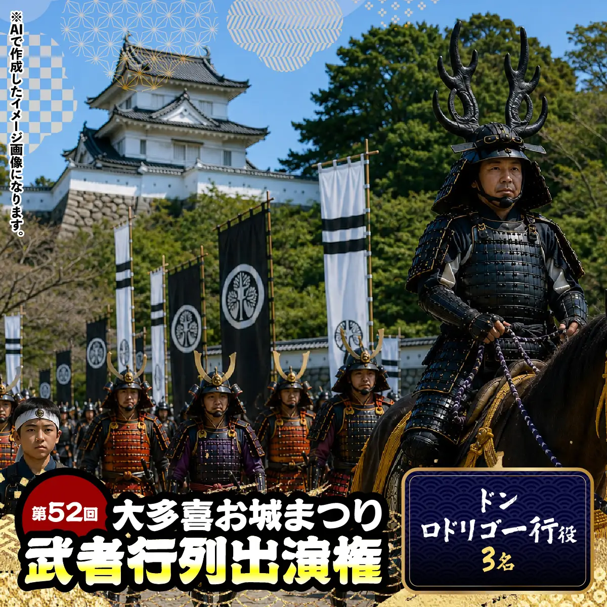 第52回大多喜お城まつり武者行列出演権（ドンロドリゴ一行役3名） W05017