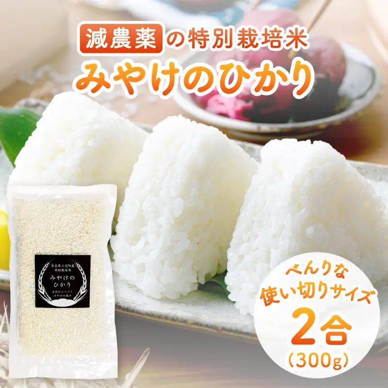 特別栽培米 みやけのひかり 2合 300グラム お試し 減農薬米 奈良県三宅町 白米 ヒノヒカリ 真空パックでお届け 保存食