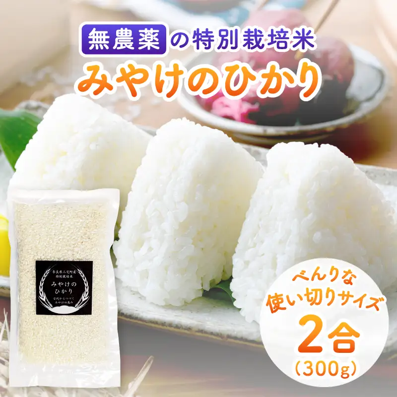 特別栽培米 みやけのひかり 2合 300グラム お試し 無農薬米 奈良県三宅町 白米 ヒノヒカリ 真空パック 保存食