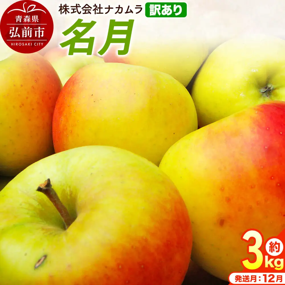 【26年12月発送】りんご 名月【訳あり】約3kg（8～13玉程度）先行受付 青森県産 林檎 リンゴ 果物 くだもの フルーツ 青森県 弘前市 不揃い 規格外