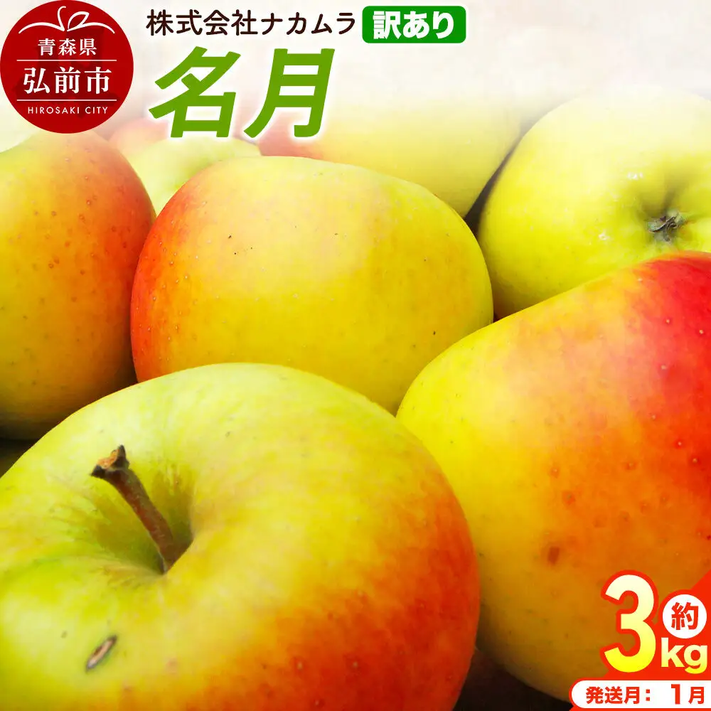 【27年1月発送】りんご 名月【訳あり】約3kg（8～13玉程度）先行受付 青森県産 林檎 リンゴ 果物 くだもの フルーツ 青森県 弘前市 不揃い 規格外