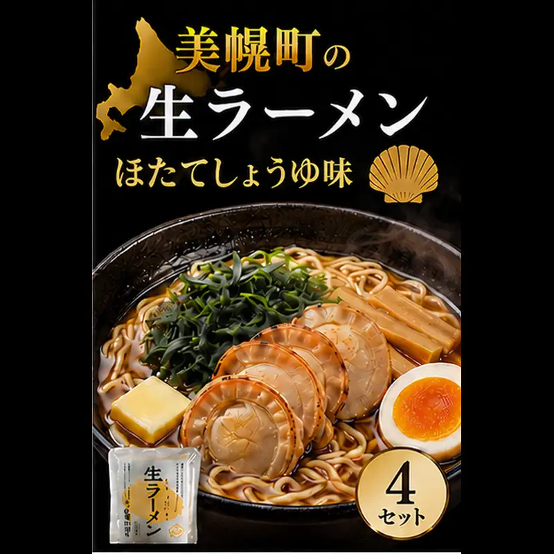 北海道生ラーメン ほたてしょうゆ味 1食 (4セット)