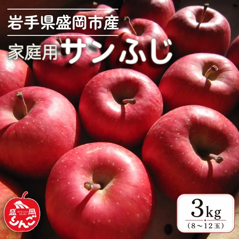 【1月発送】家庭用 サンふじ りんご 3kg（8～12玉） 北田りんご園 りんご kitada022 家庭用