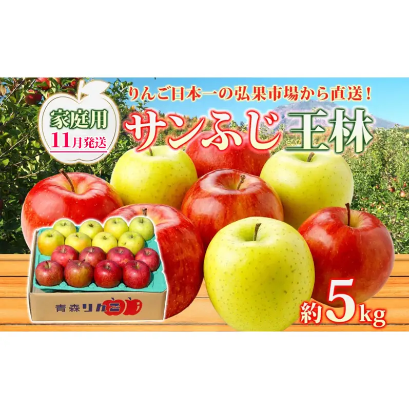 りんご詰合せ サンふじ王林青森県産家庭用 りんご詰合せ【約5kg】【11月発送】