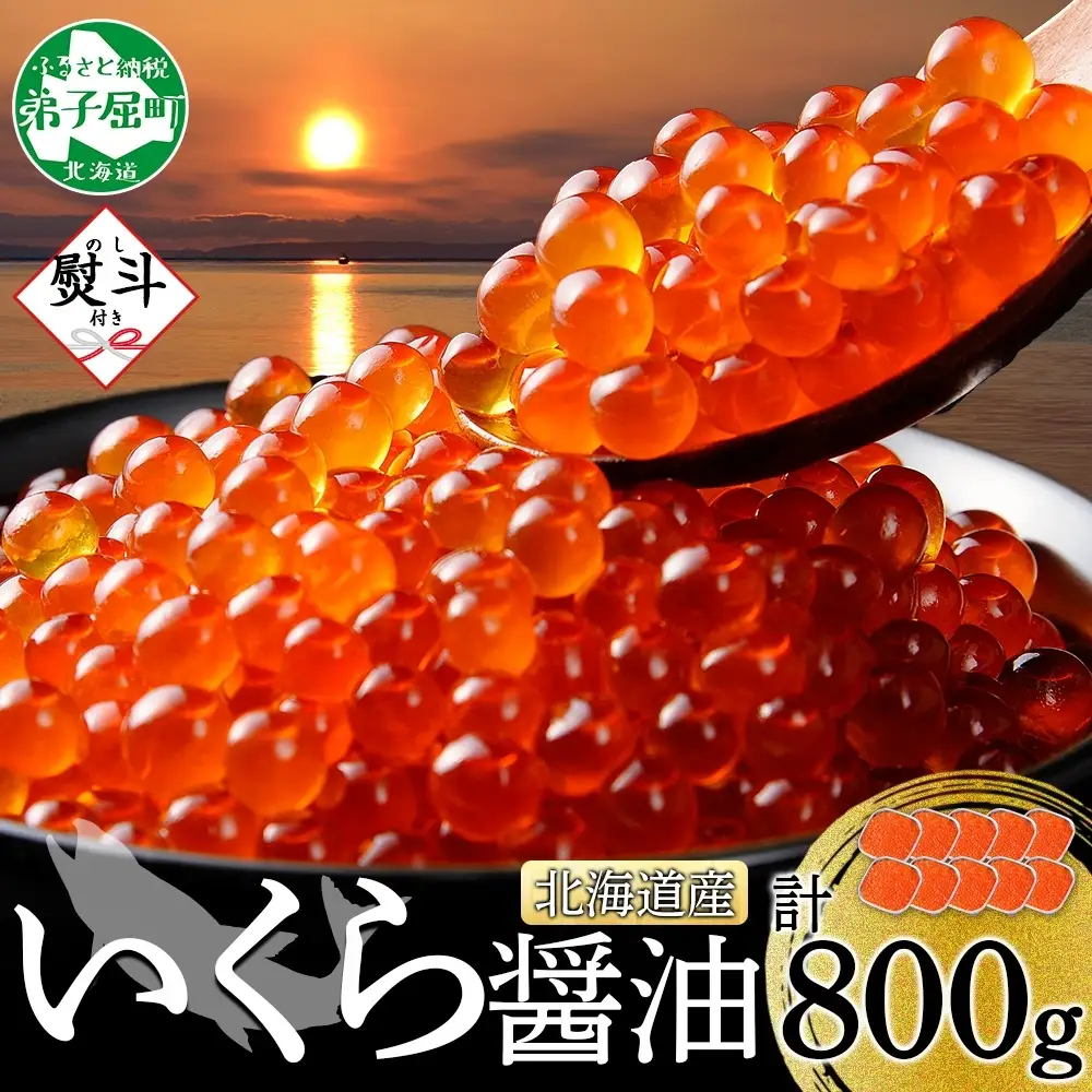 いくら 80g×10個 無地熨斗 北海道産イクラしょうゆ漬け 3525