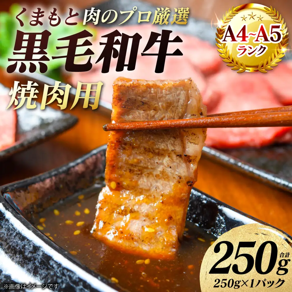 牛肉 くまもと黒毛和牛 焼肉用 250g （250g×1パック） A4～A5ランク 牛肉