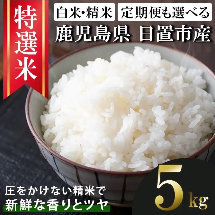 No.1372-A 鹿児島県産 精米 (5kg) 国産 九州産 鹿児島 お米 小分け 米 白米 おこめ ごはん ご飯 ライス 弁当 おにぎり 定期便 【新川園芸】