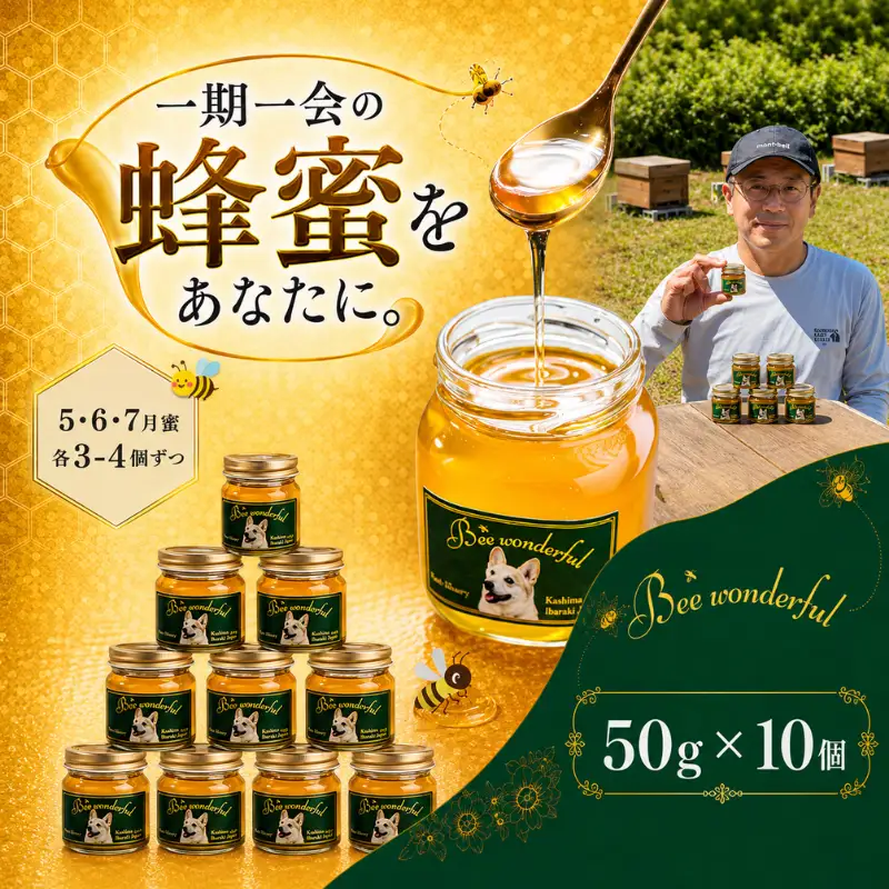 はちみつ 百花蜜 5月蜜 6月蜜 7月蜜 50g×10個 非加熱 産地直送 国産 一期一会 はちみつ 鹿嶋市