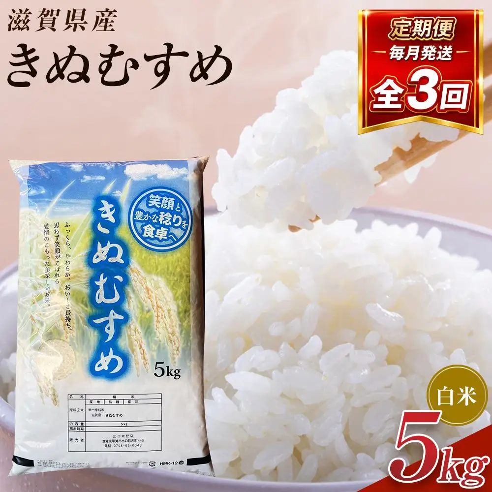 令和8年産 新米 先行予約】近江米きぬむすめ白米5kg×3回定期便※2026年9