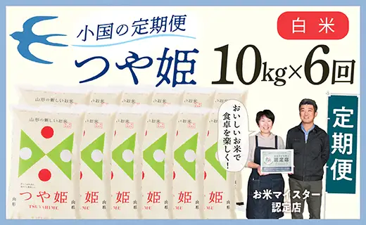 【定期便】【白米】 令和8年産予約 山形県産 つや姫 10kg × 6回配送