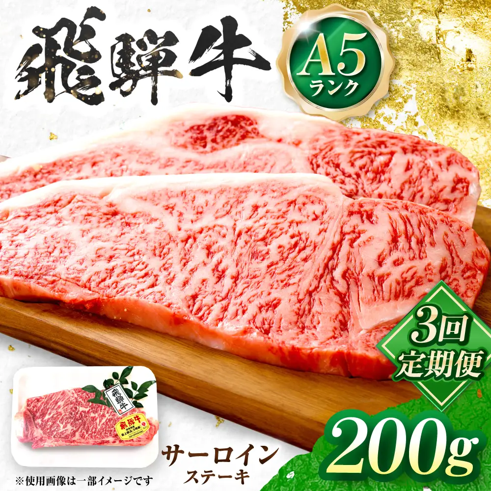 【3回定期便】飛騨牛 A5等級 サーロインステーキ 1枚 牛肉 肉 お肉 ステーキ 岐阜市 / 肉の松久[ANIP063]
