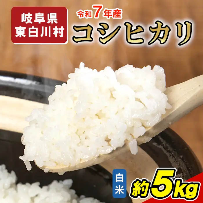 令和7年産 コシヒカリ 米 5kg 白米 精米 東白川村産 岐阜県 お米 こめ 精米 ご飯 米 おにぎり