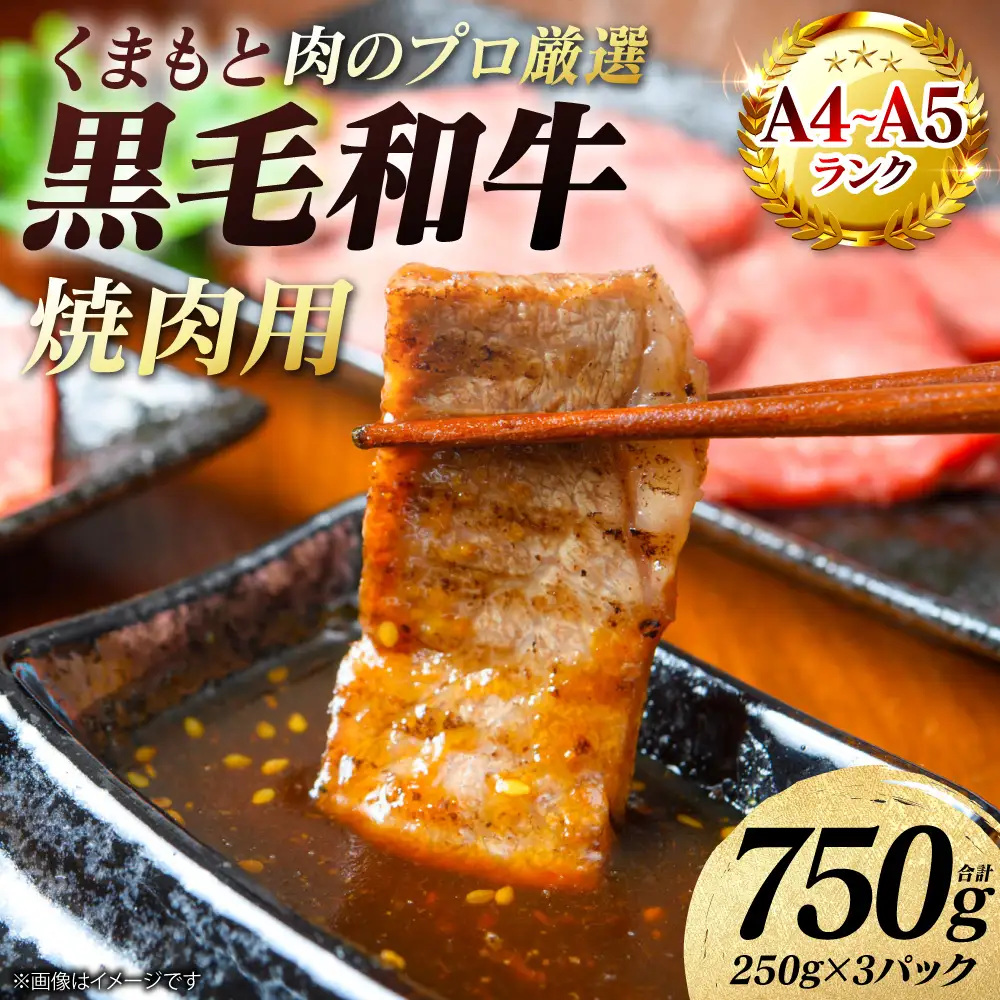 牛肉 くまもと黒毛和牛 焼肉用 750g （250g×3パック） A4～A5ランク 牛肉