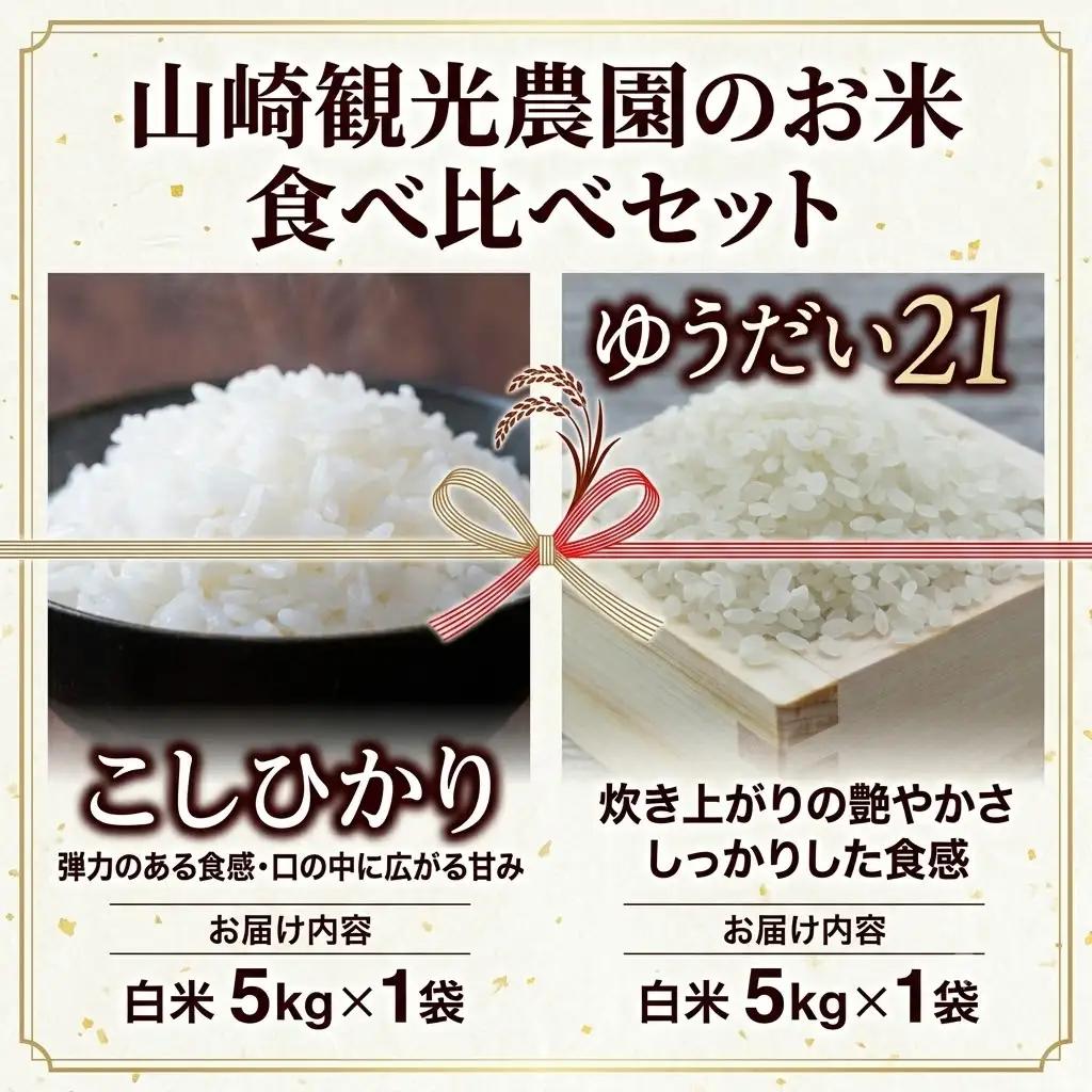 【食べ比べセット】山﨑観光農園のお米 10㎏ コシヒカリ×ゆうだい21 （AU055）
