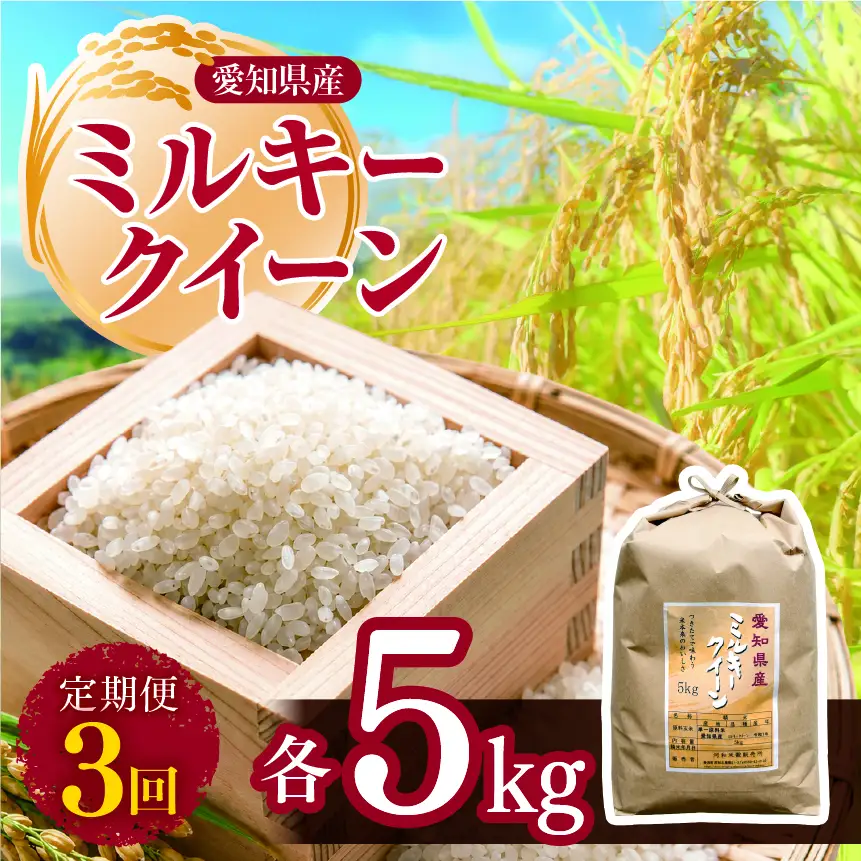 【 新米 令和8年産 】【定期便3回】愛知県産 ミルキークイーン 5kg | 米