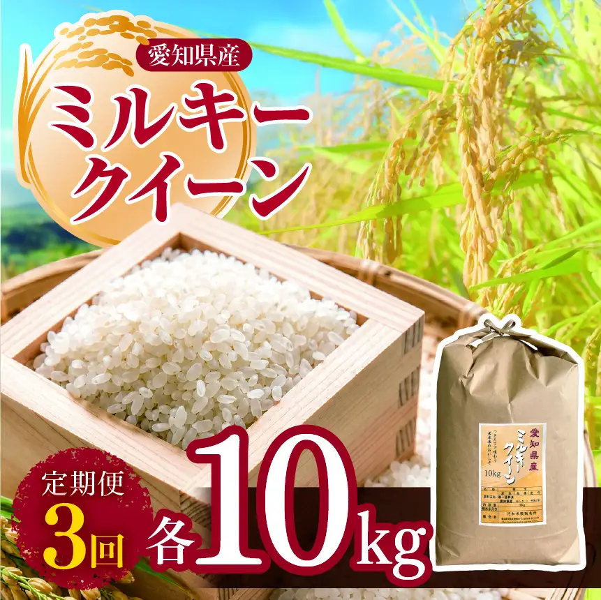 【 新米 令和8年産 】【定期便3回】愛知県産 ミルキークイーン 10kg | 米