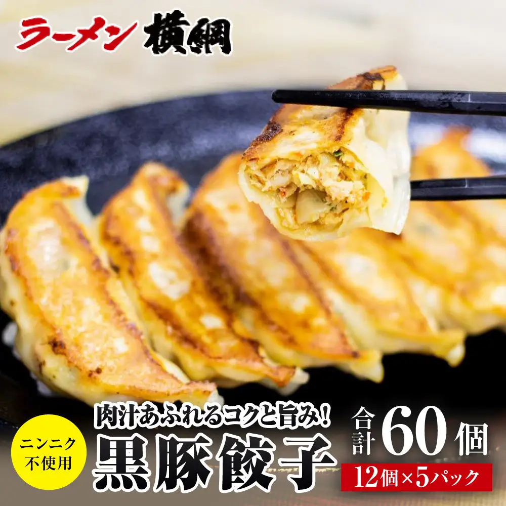 ニンニク不使用 黒豚餃子 5パック60個 京都 小分け 餃子 人気 ラーメン横綱