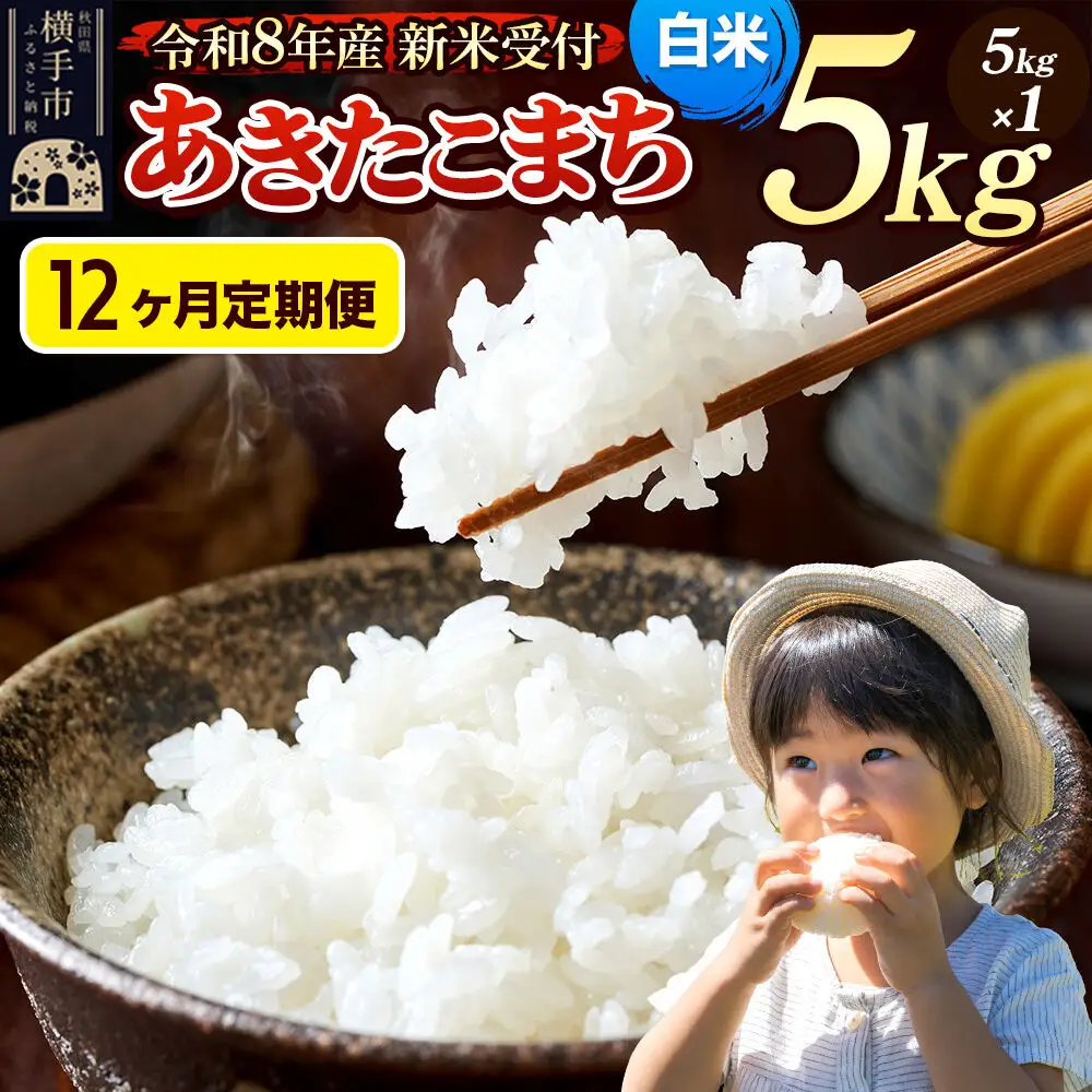 《令和8年産 新米受付》定期便12ヶ月》 米 あきたこまち 5kg 【白米】 秋田県産