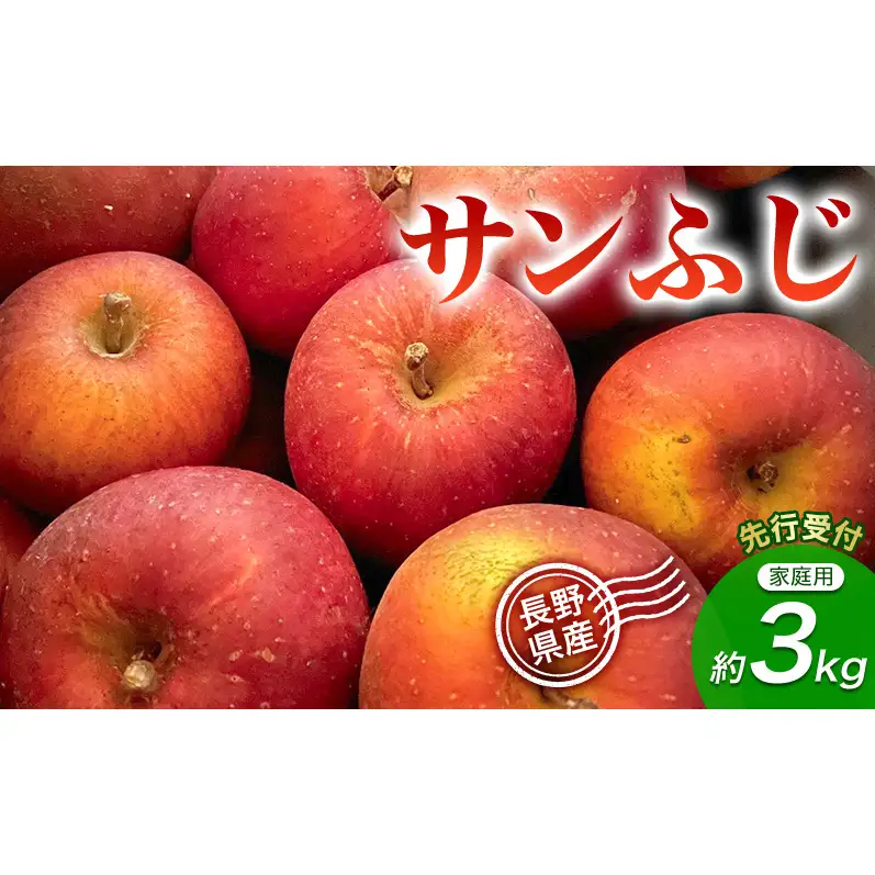 【先行予約】【訳あり・家庭用】長野県産 サンふじ 約3kg りんご リンゴ 不揃い 味は問題なし 家庭用 季節のフルーツ 果物 長野県 信州