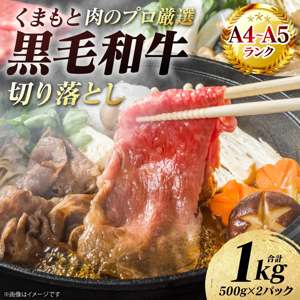 牛肉 くまもと黒毛和牛 切り落とし 1kg （500g×2パック） A4～A5ランク 牛肉