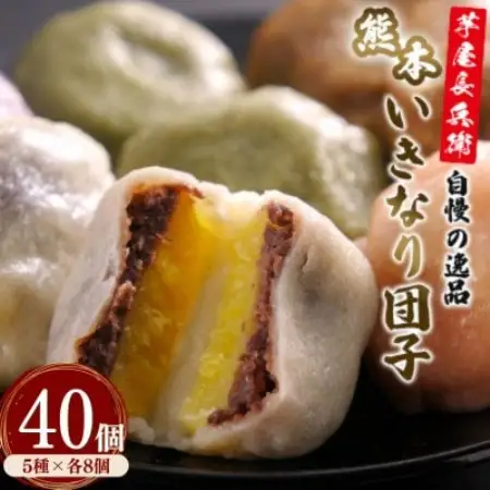 芋屋長兵衛自慢の逸品 熊本いきなり団子(5種) 40個セット(各80g)【配送不可地域：離島】【1763170】