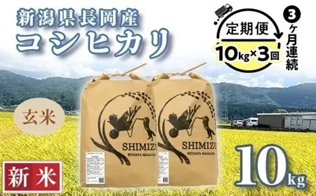 N5-8G103【3ヶ月連続お届け】新潟県長岡産コシヒカリ玄米10kg