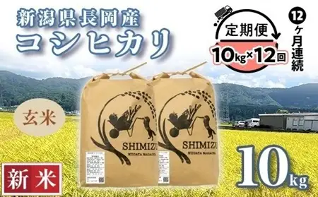 N5-8G10Z【12ヶ月連続お届け】新潟県長岡産コシヒカリ玄米10kg