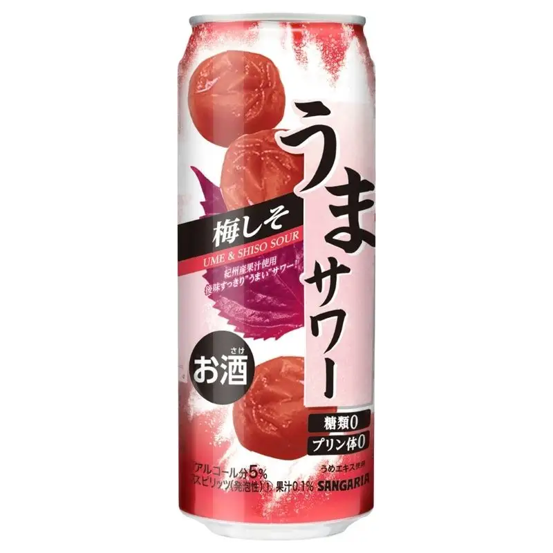 サンガリア うまサワー 梅しそ 490ml×24本【ymys0016A-490ml】