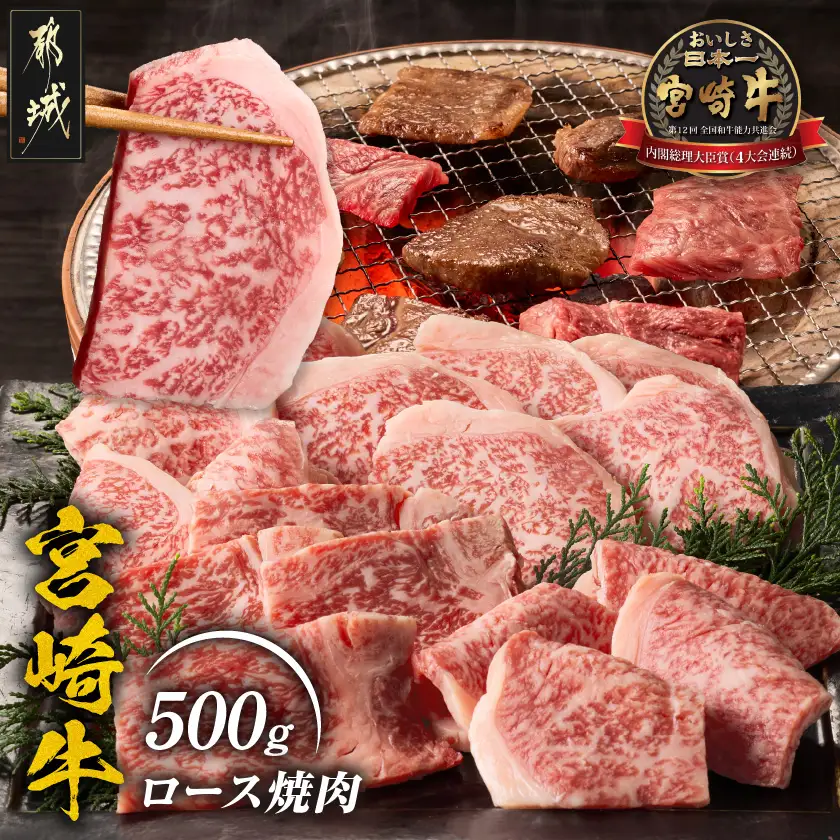 宮崎牛ロース焼肉500g〔17-89-015-500g〕_(都城市)